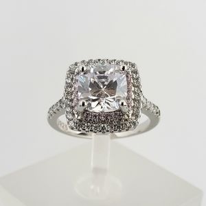 Sterling Pink Halo 2ct Solitaire